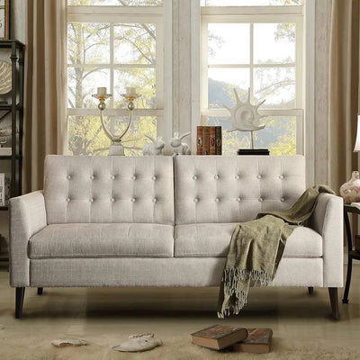 Contemporary Beige Tufted Loveseat - Build Your Own Dream Home