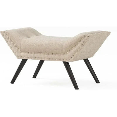 Contemporary Upholstered Ottoman Bench, Almond - Build Your Own Dream Home