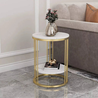 Round Marble Accent End Table - Build Your Own Dream Home