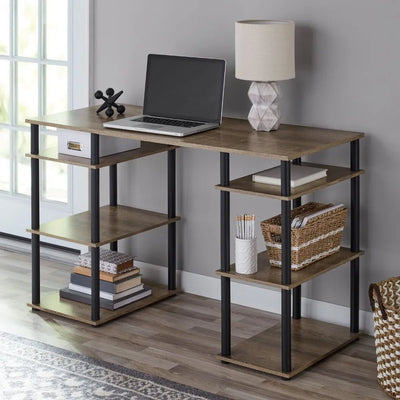 Rustic Brown 47" Computer Desk, No Tools Required - Build Your Own Dream Home