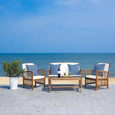 Seaside Serenity 4-Piece Outdoor Patio Set: Sofa, 2 Chairs, Table, and 4 Pillows - Build Your Own Dream Home
