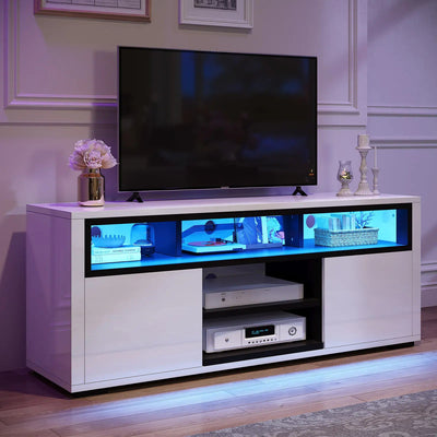 TV Stand Entertainment Center for TVs Up to 60" with Power Outlets & LED Lights - Build Your Own Dream Home