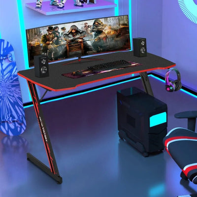 Z Shaped Gaming Desk with Headphone Hook - Build Your Own Dream Home